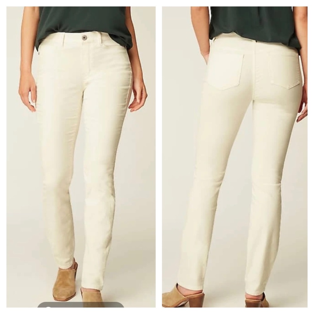 NWT J. Jill Cream Velveteen Stretch Slim-Leg Pants Sz 14 Tall